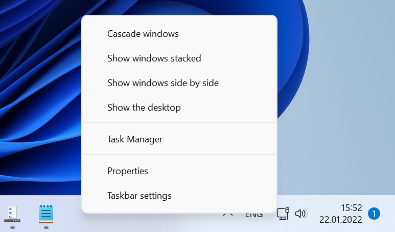 ExplorerPatcher 对 Windows 11 任务栏右键菜单的增强截图